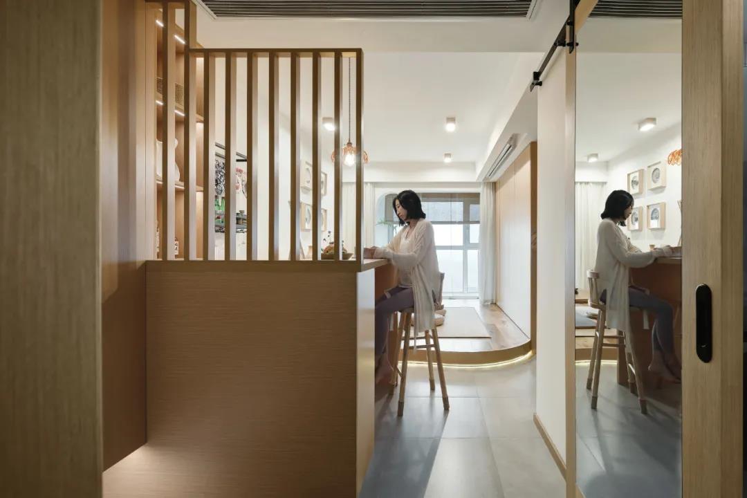 玄關吧臺餐廳＋禪意品茗客廳，枷鎖90㎡日式慢生活