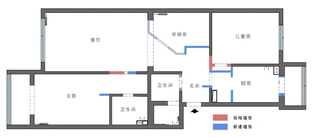 北京夫妻購95㎡學區房，2居改3居，餐廳變保姆房
