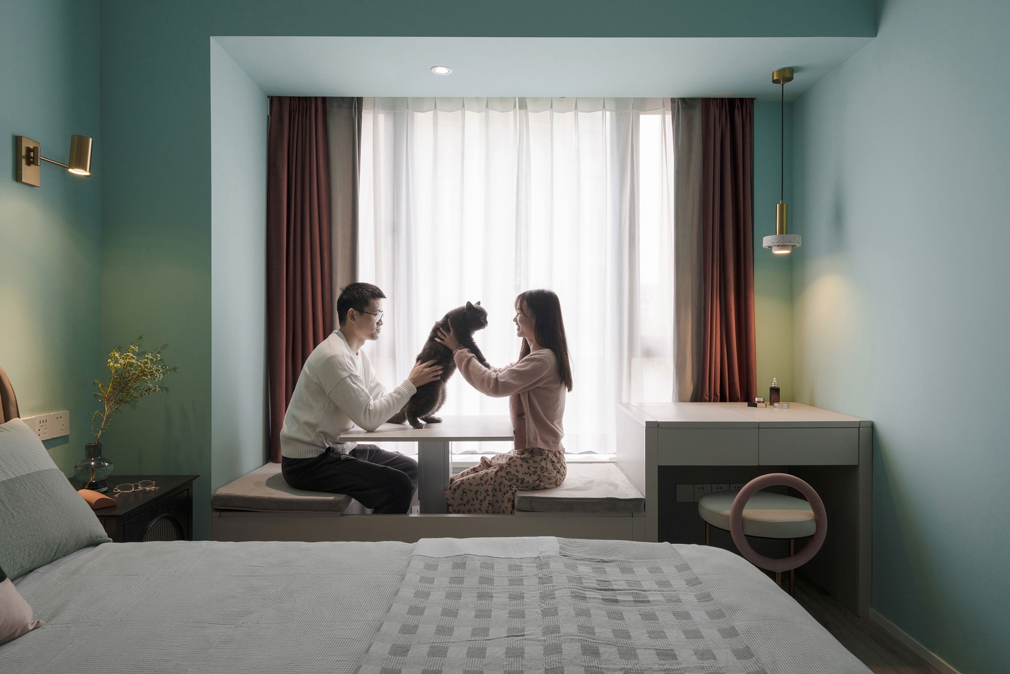 北京86㎡小兩居親子宅，DIY背景墻變身超豪華貓爬架~