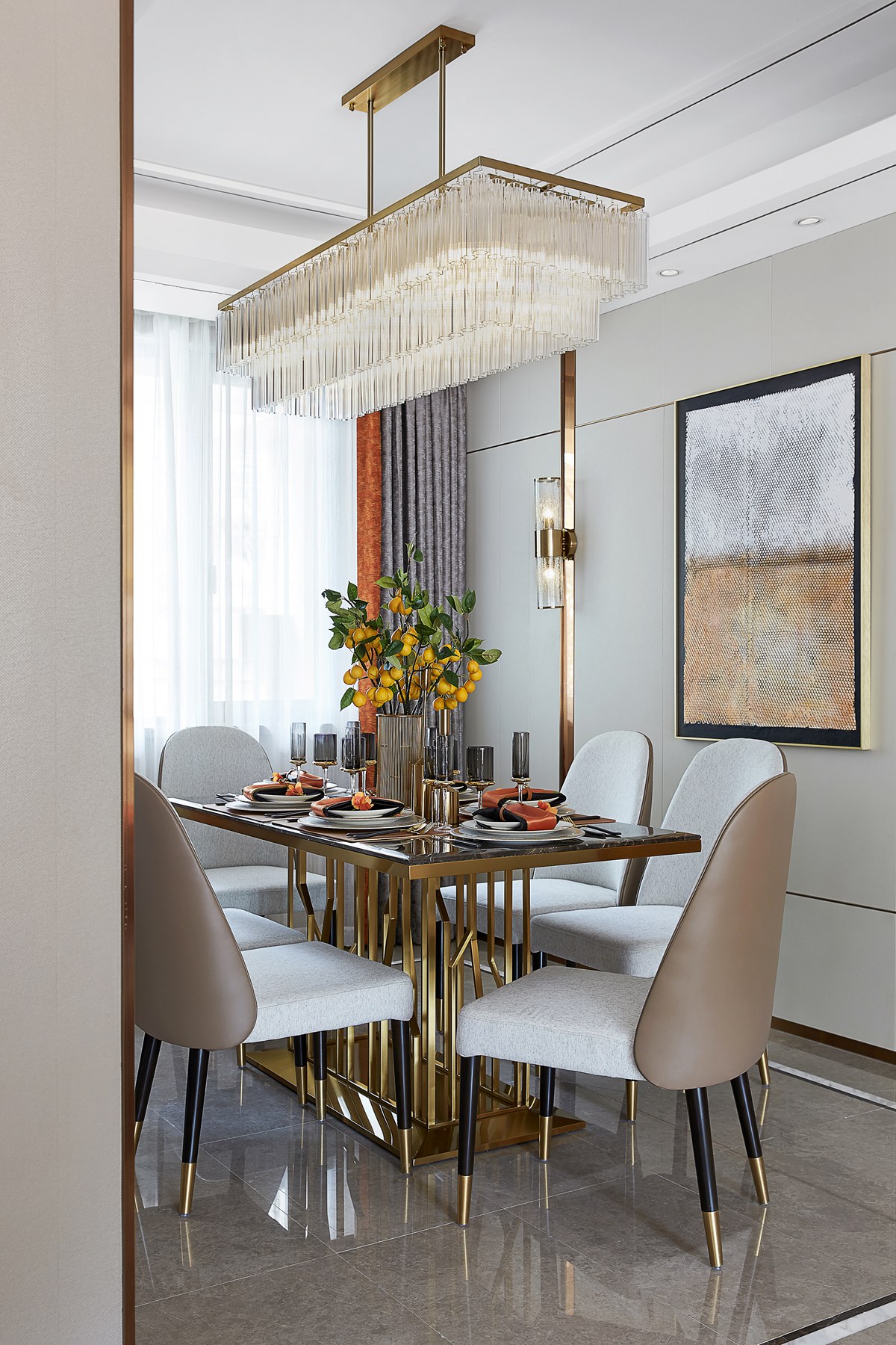 124㎡多口之家，全屋『愛馬仕橙』，雜志里才有的樣子！