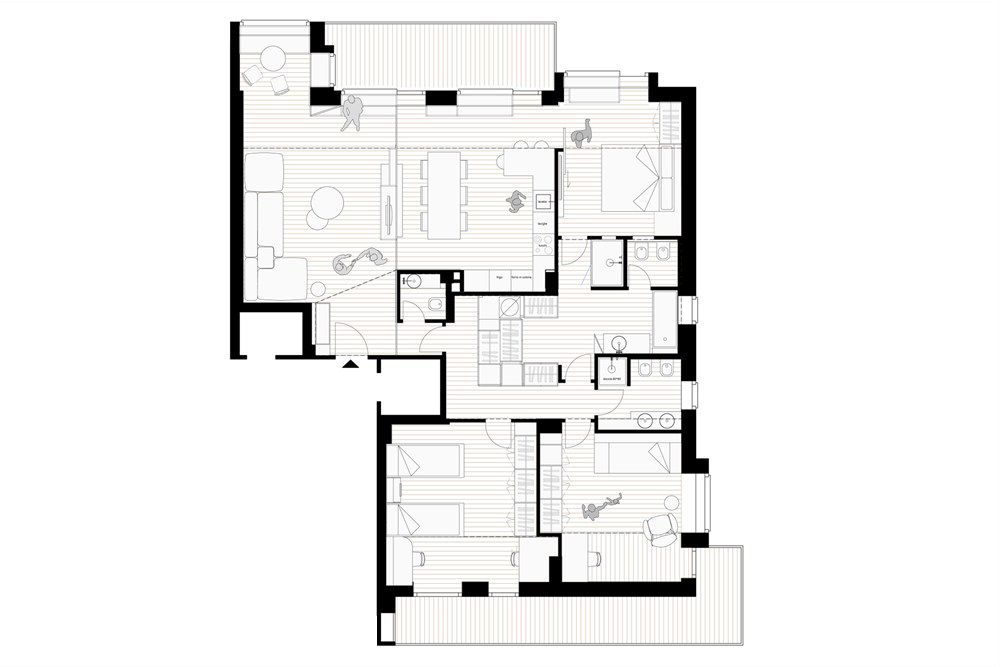 二孩家庭住得爽，客廳軟隔斷一廳變兩廳，108㎡擴容標桿！