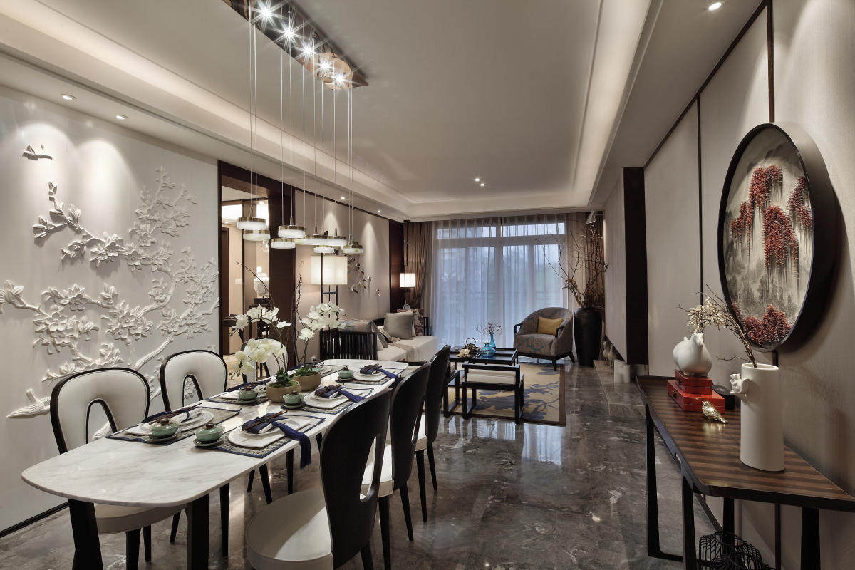 國學家的165㎡新中式，絕美背景墻+茶香露臺，唯美又純凈