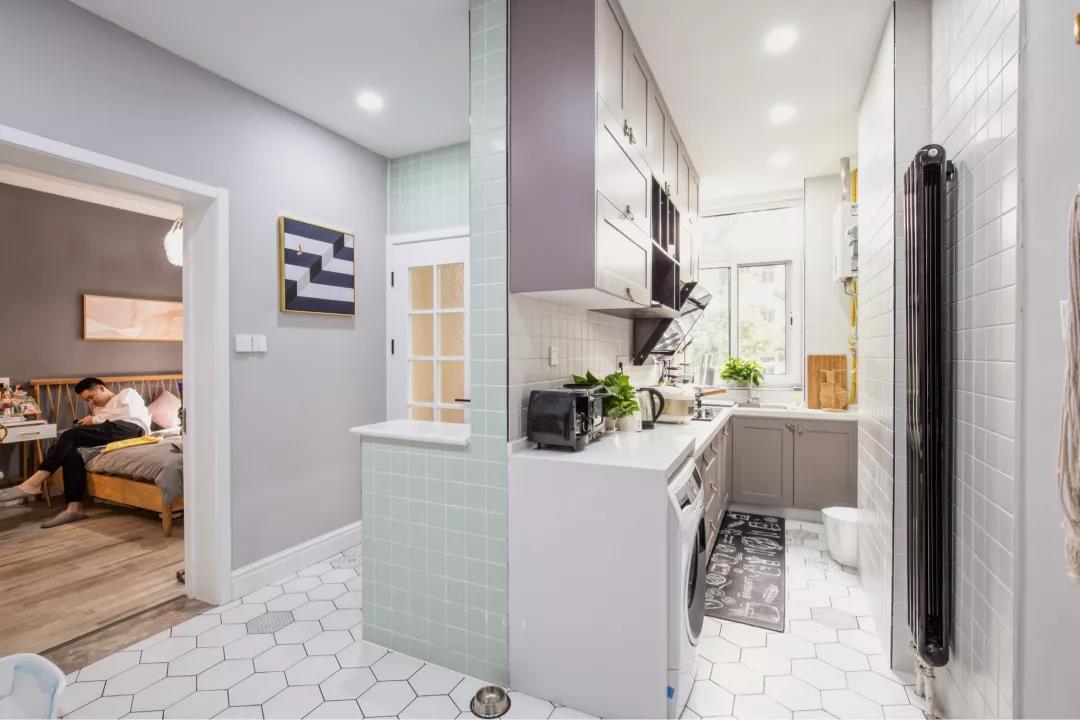 69㎡小清新婚房，卡座書桌餐柜一體，她家溫柔又耐看！