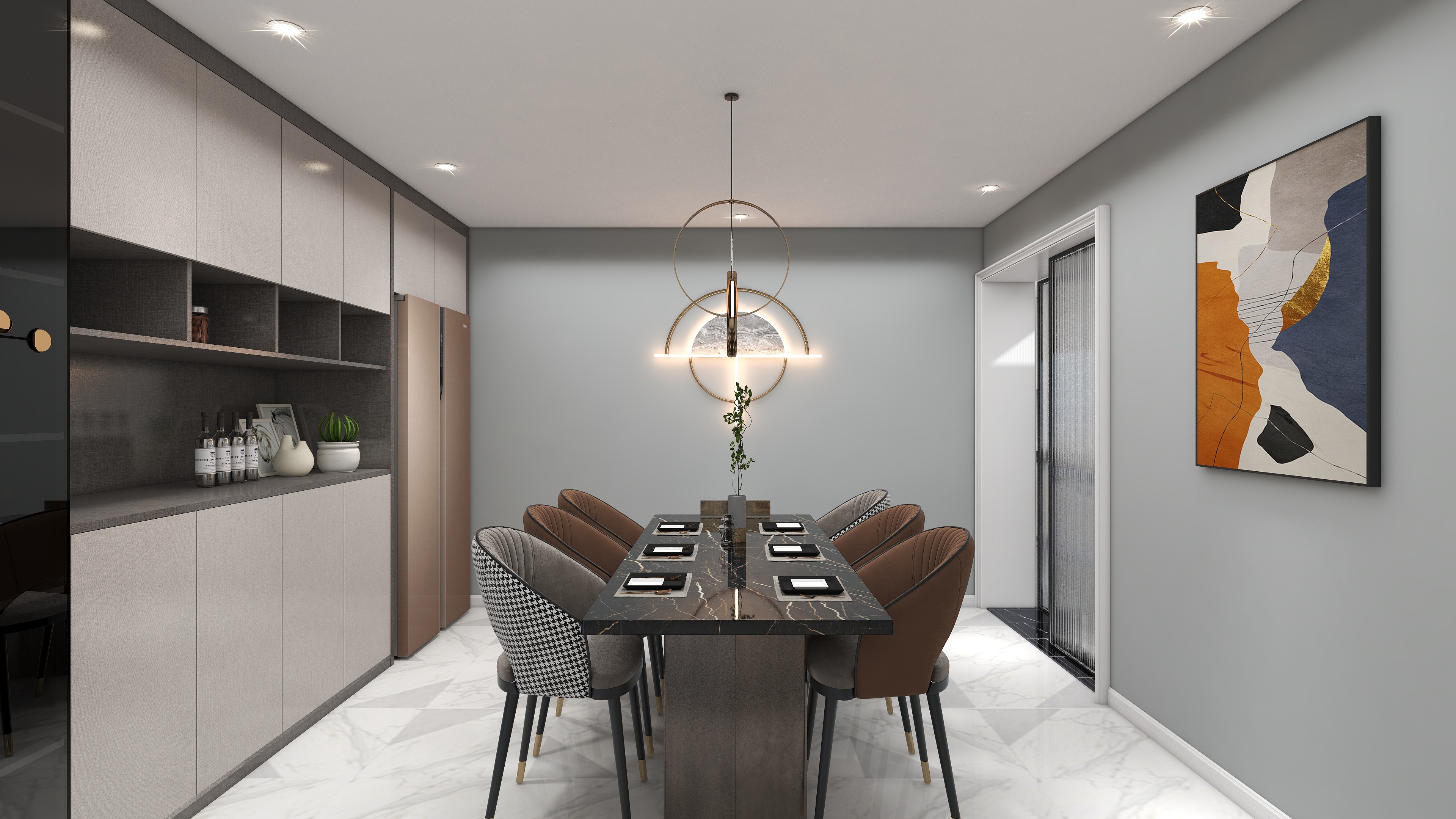 170平大三居，黑灰輕奢結合莫蘭迪色系，穩重不失潮流