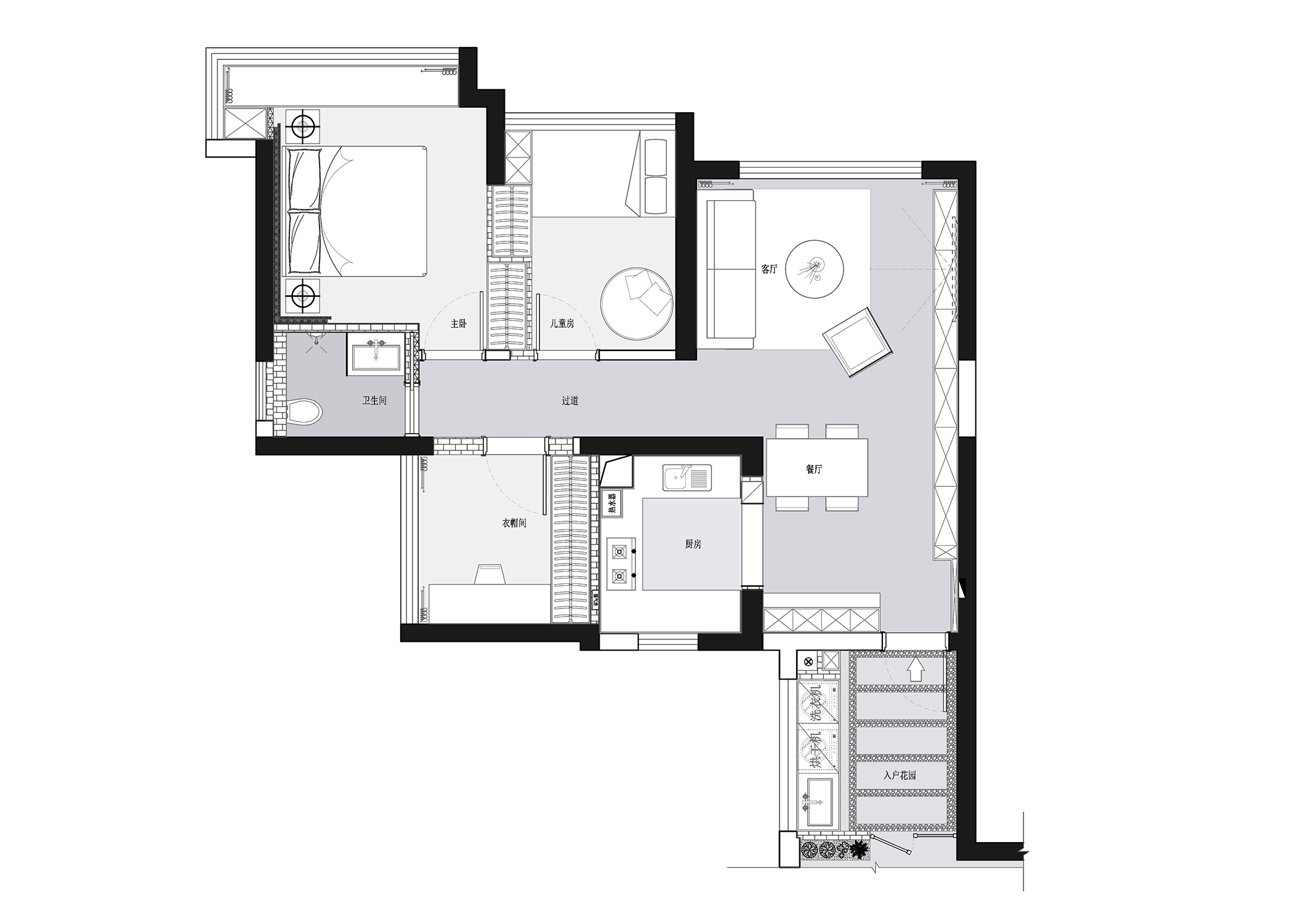 現代輕奢小三居，黑灰色調由簡入繁，滿足帶娃夫婦所有需求