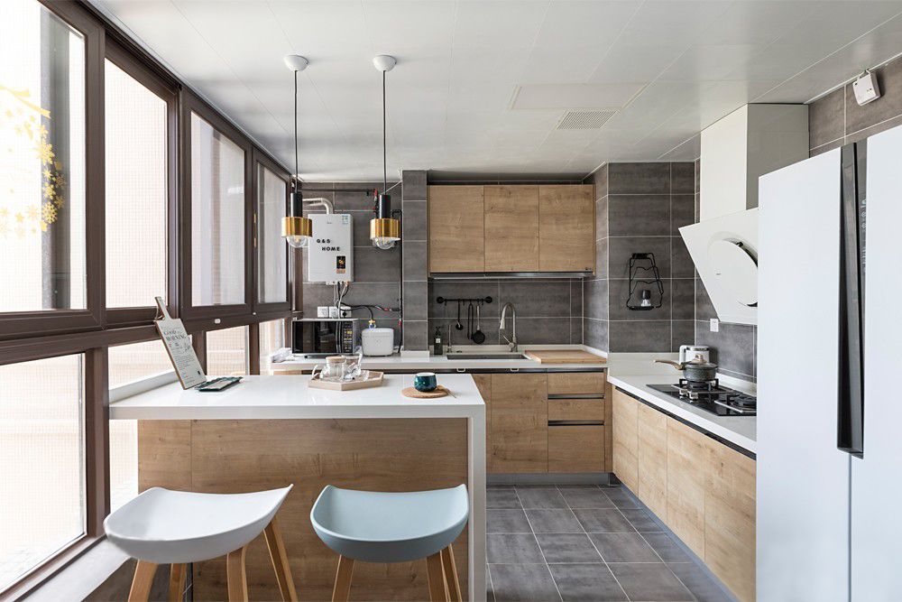 成都夫妻92㎡打造MUJI風，景觀廚房+客廳書房，超實用