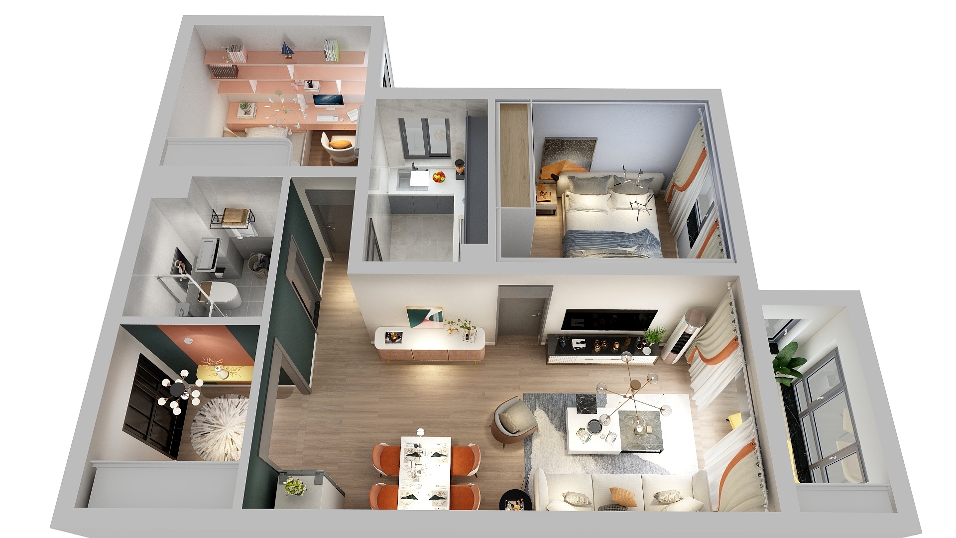 76㎡現代輕奢宅，點綴愛馬仕橙，摩登與奢華的高調亮相！