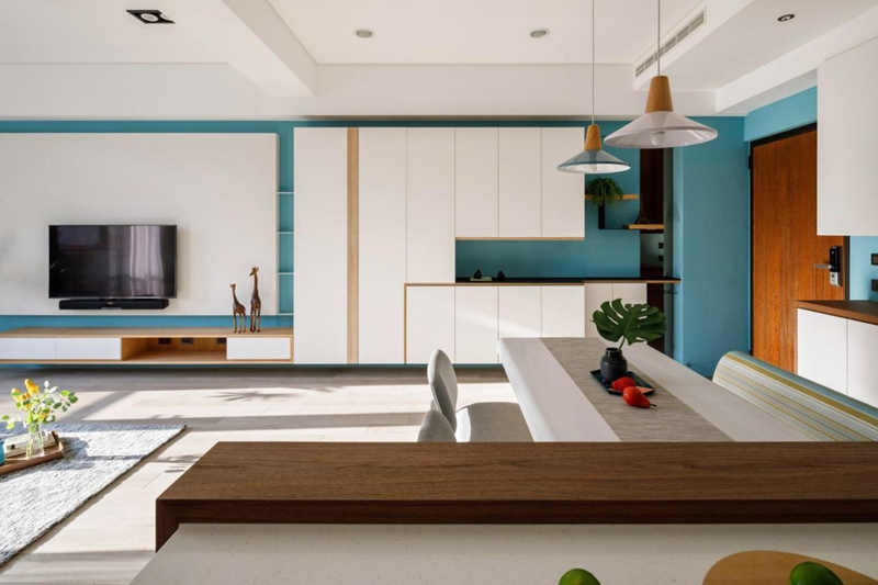 天空藍(lán)+牛奶白，絕美北歐風(fēng)打造85㎡超高性價(jià)比三居室，挑動(dòng)你的視覺神經(jīng)