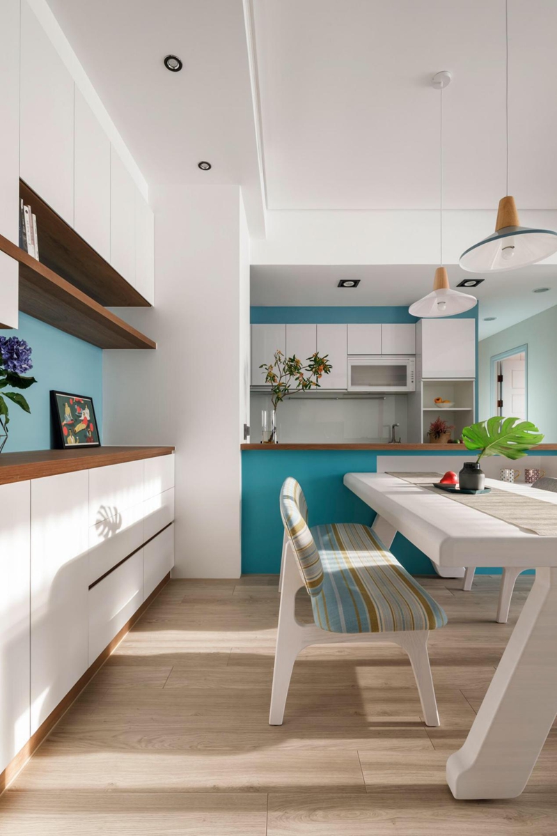 天空藍(lán)+牛奶白，絕美北歐風(fēng)打造85㎡超高性價(jià)比三居室，挑動(dòng)你的視覺神經(jīng)