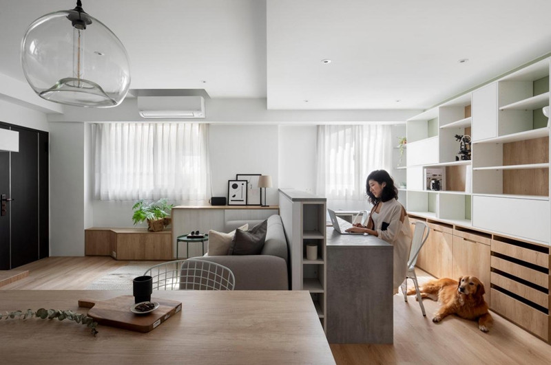 80㎡獨(dú)居女孩的公寓|多功能客廳創(chuàng)意炸裂，一屋一狗治愈你的心！